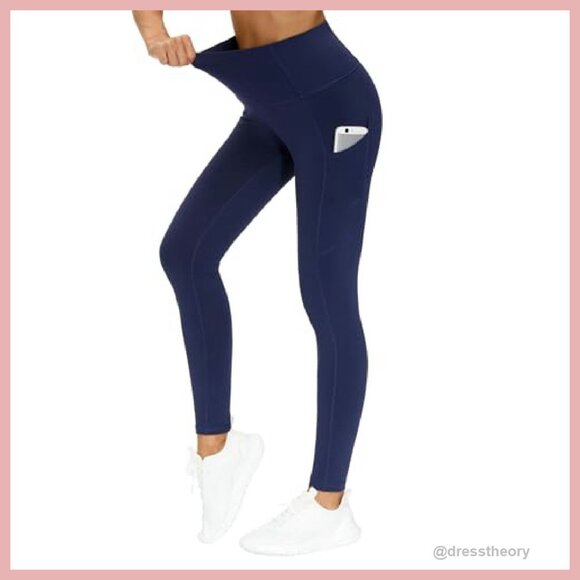 High Waist Yoga Pants with Pockets Tummy Control Workout Leggings - Picture 2 of 7